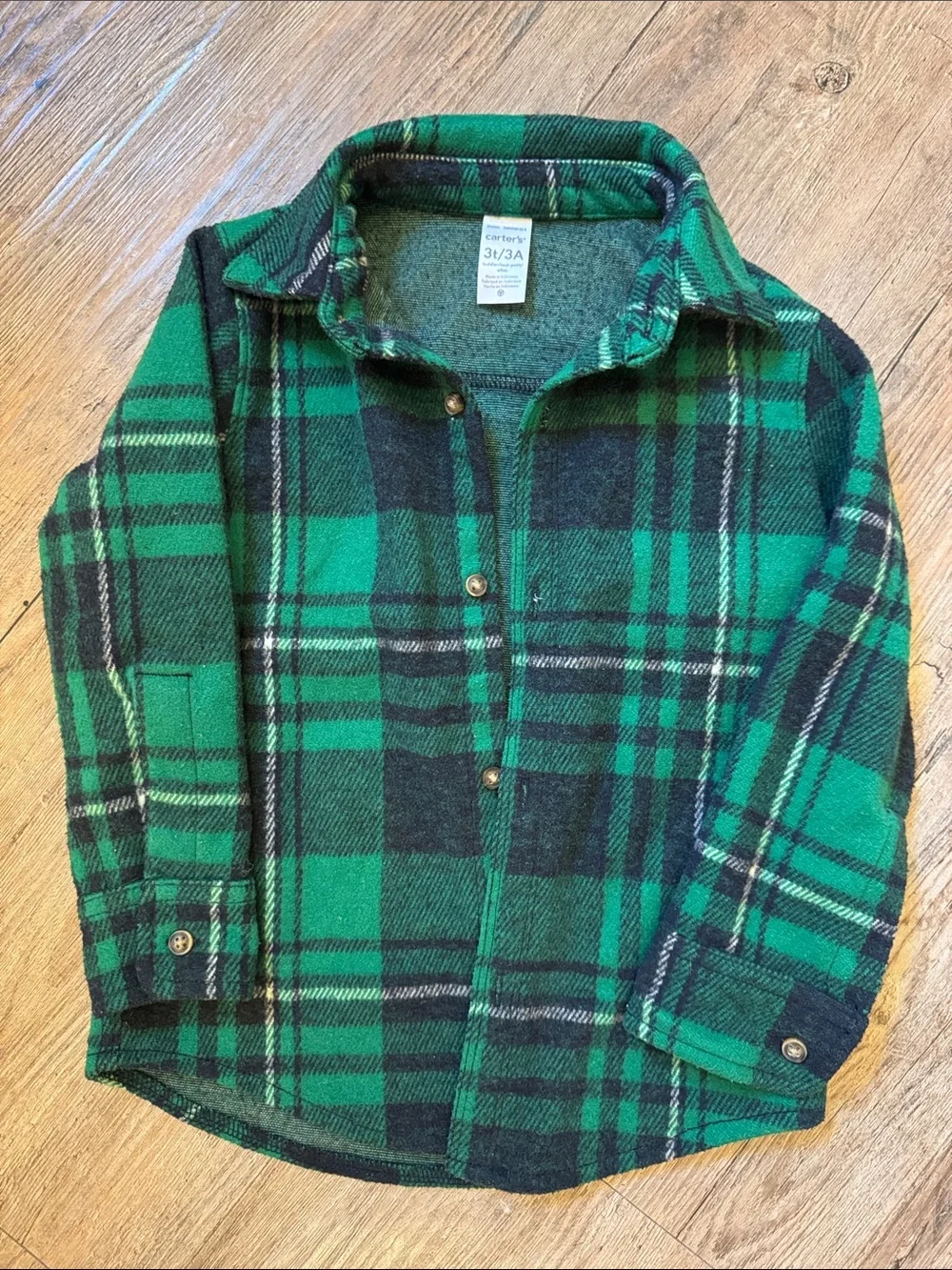 Carter's Green & Black Plaid Snap-Front Shirt